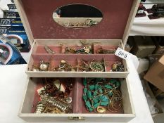 A jewellery box & mixed lot of costume jewellery