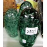 3 Victorian green glass 'Dumps'.