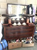 An Edwardian inlaid mahogany mirror backed dressing table