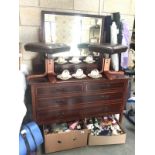 An Edwardian inlaid mahogany mirror backed dressing table