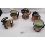 5 medium Royal Doulton character jugs.