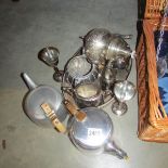 A mixed lot of metal ware including silver plate.