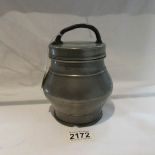 An early pewter screw top tobacco jar.
