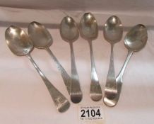 6 large silver spoons, approximately 340 grams.