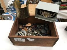 A jewellery box & contents including silver bangle