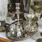 A mixed lot of early 20th century silver plated items.