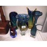 5 pieces of Murano and art glass