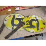 2 European enamel lorry signs