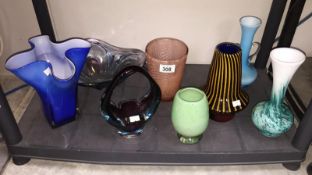8 pieces of art glass including Moncrieff