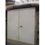 A 2 door metal cabinet