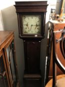 An oak cased 30 hour Grandfather clock, Hargreaves, Settle.