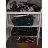 4 shelves of bicycle parts