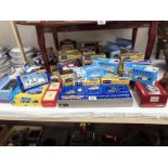 Approximately 60 model British blue cars mainly boxed including East of England, London, North West,