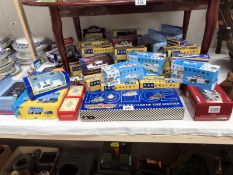 Approximately 60 model British blue cars mainly boxed including East of England, London, North West,