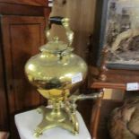 A Victorian brass samovar urn.