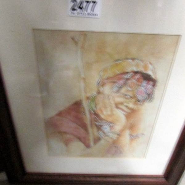 3 framed and glazed portraits of African ladies. - Image 4 of 4