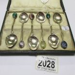 A cased set of 6 Liberty 1924 art deco silver coffee spoons.
