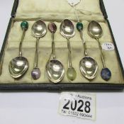 A cased set of 6 Liberty 1924 art deco silver coffee spoons.