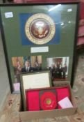 A framed and glazed collage of USA presidential photographs (rare to have 4 presidents in one