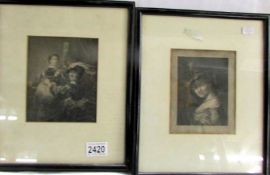 2 framed and glazed Victorian engravings.