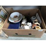 A quantity of miscellaneous items including bowls, dog figurines etc.