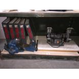 A bench vice (4" jaws) and an electric bench grinder (125mm) plus 5 volumes of Pro-Line magazines