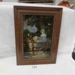 A framed and glazed Victorian print depicting walkers at a stile.