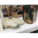 A Kenner Star Wars Millenium Falcon toy (parts missing) & a boxed Star Wars Darth Maul mega