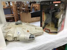 A Kenner Star Wars Millenium Falcon toy (parts missing) & a boxed Star Wars Darth Maul mega