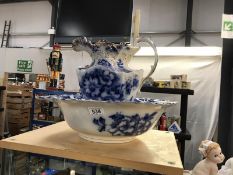 A blue & white jug & bowl set