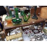 A glass topped coffee table