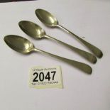 3 silver teaspoons, "R.