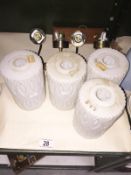 2 pairs of wall lamps with 4 white glass lamp shades