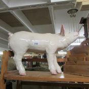 A large ceramic pig.
