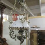 A Victorian hanging oil lamp.