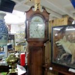 An 8 day mahogany cased Grandfather clock with painted dial ('E. Harris, Bath',) in good condition.