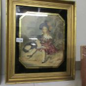 A framed and glazed Victorian water colour of a girl with a dog.
