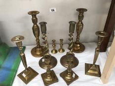 5 pairs of assorted brass candlestick