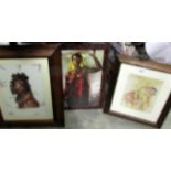 3 framed and glazed portraits of African ladies.