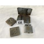 4 silver plate boxes / lighters