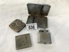 4 silver plate boxes / lighters