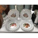 4 vintage ribbon plates