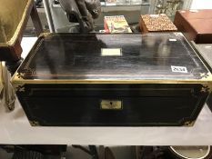 A large coromandel and brass inlaid stationary box.