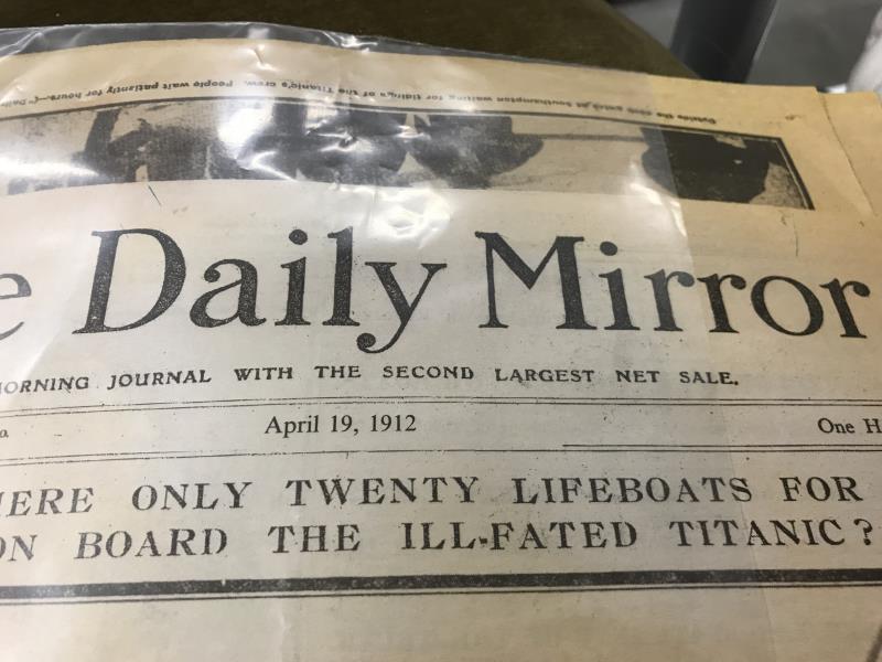 An edition of The Daily mirror newspaper dates April 19th 1912 with the front page headline 'Why - Image 2 of 2