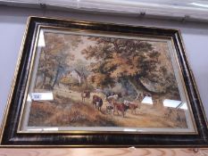 A large framed print of cattle