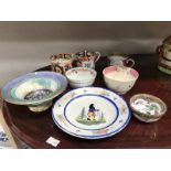 8 assorted ceramic items - 2 Royal Crown Derby style coffee cans (1 A/F), 3 Chinese tea bowls,