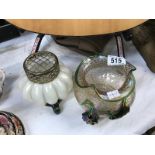 2 art glass posy/flower bowls (A/F)