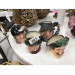 4 Royal Doulton character jugs