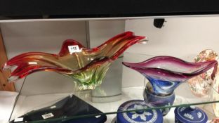 2 art glass bowls