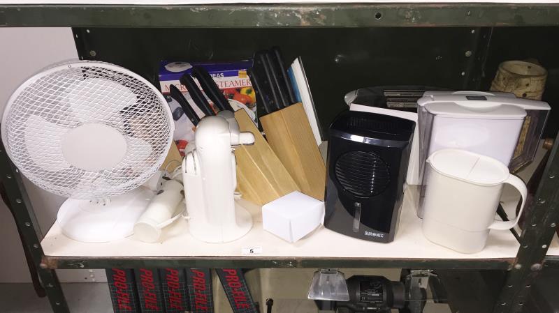 A quantity of electrical items including fan, dehumidifier etc.